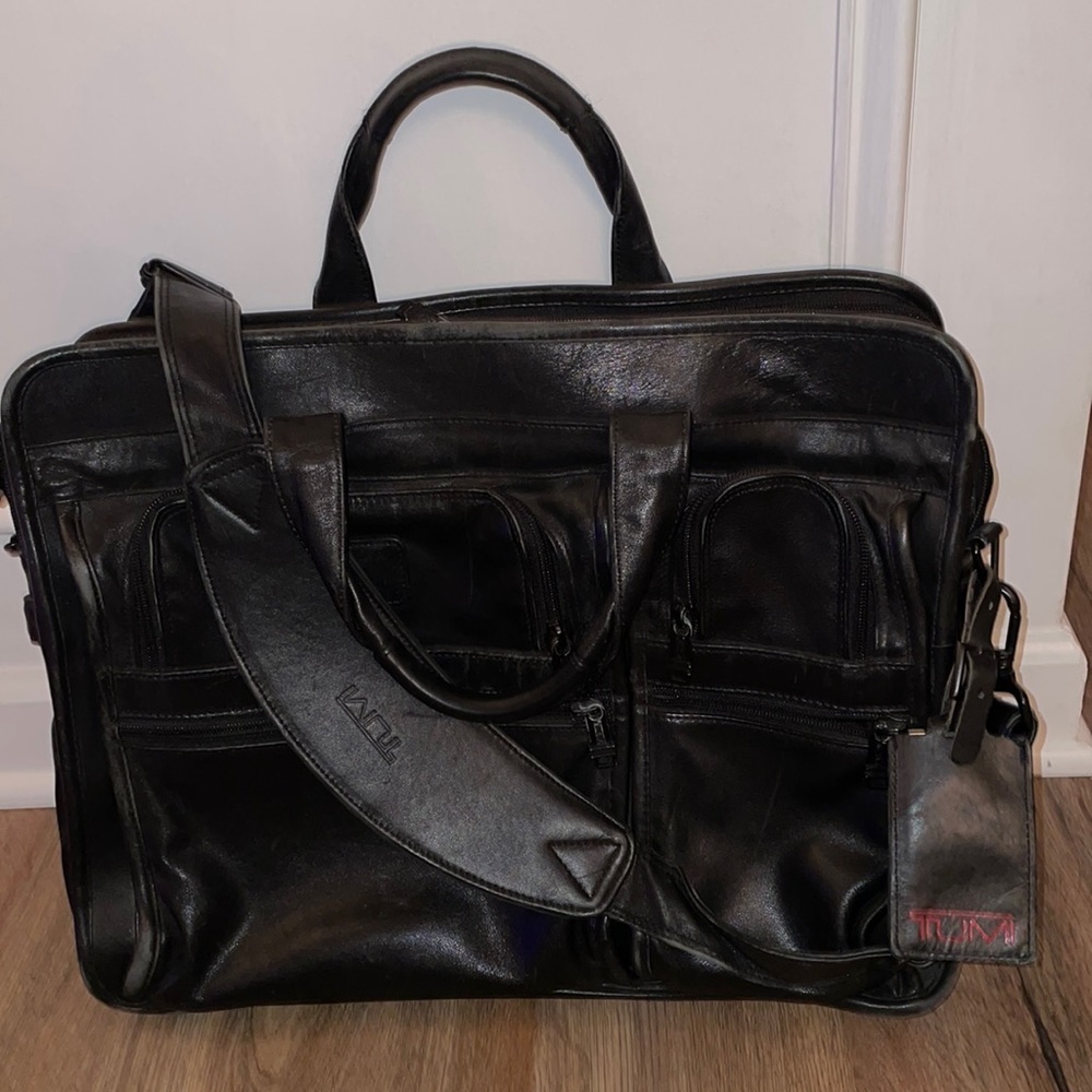 Tumi leather business/laptop bag